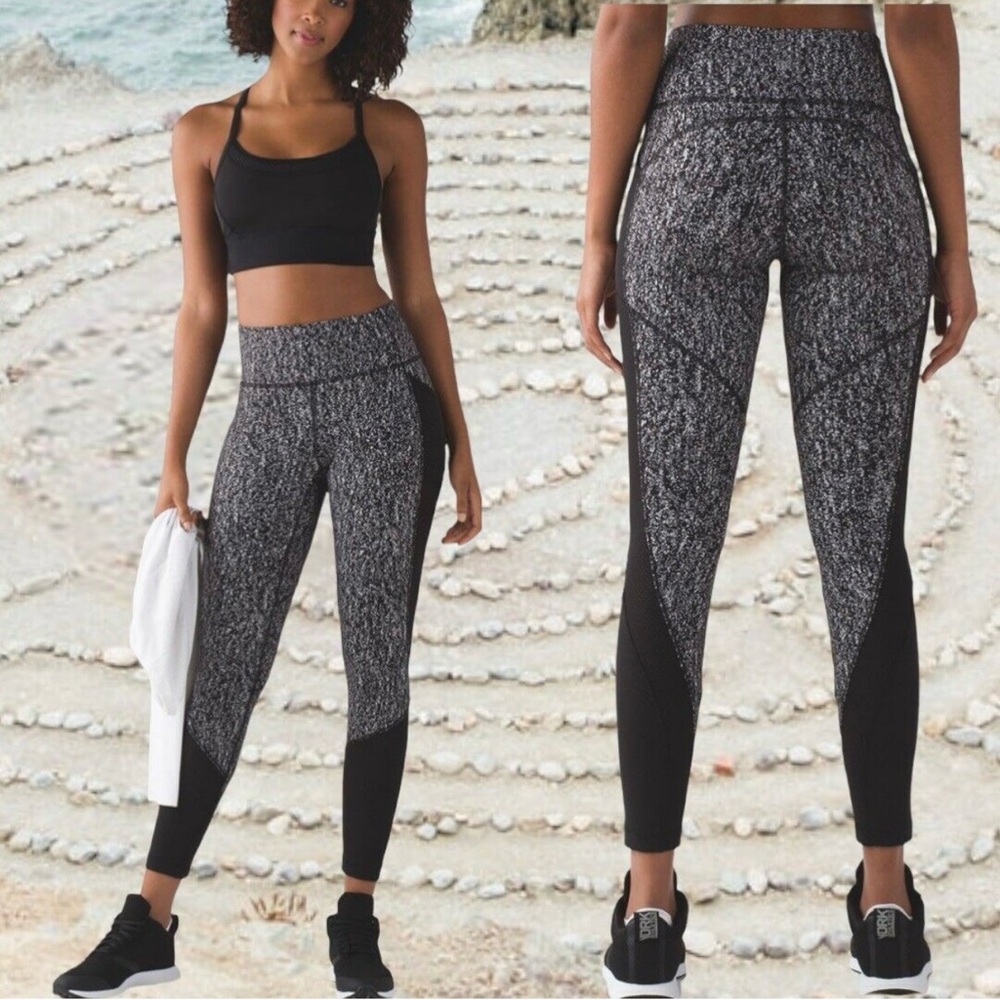 Lululemon Athletica Black and Gray High-Waisted Leggings